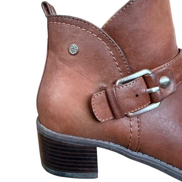 Dana Buchman brown leather side zip ankle boots booties 6 1/2 MED - Picture 6 of 11